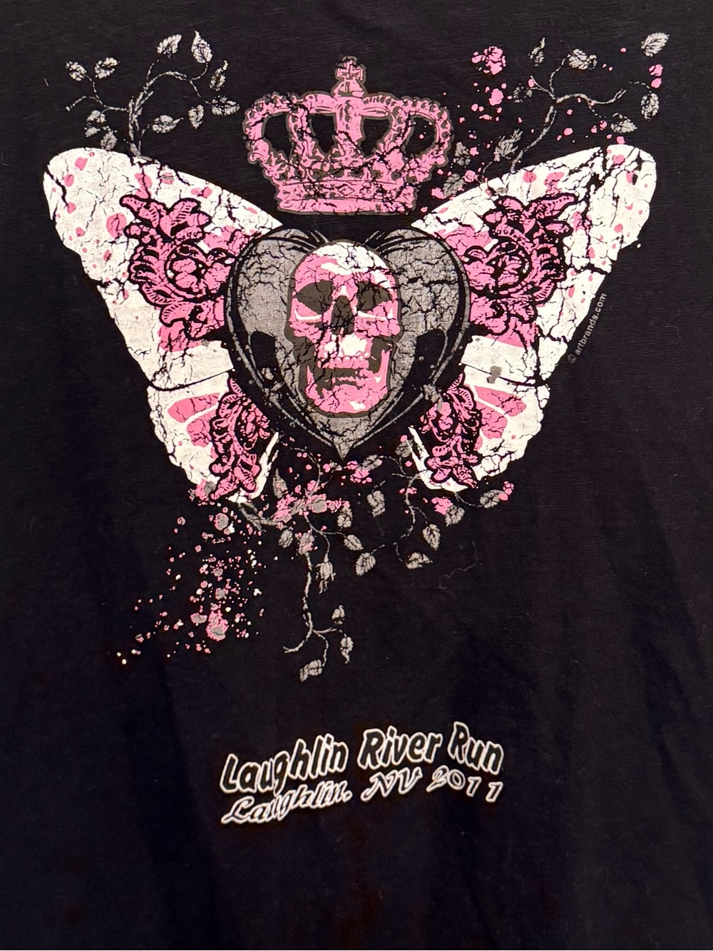 Laughlin River Run Angle Wing cut out.
Floral Skull v neck